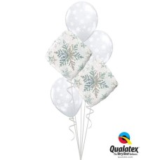 Bouquet 462 Snowflakes Sparkles White Qualatex #40091-2 40800-3